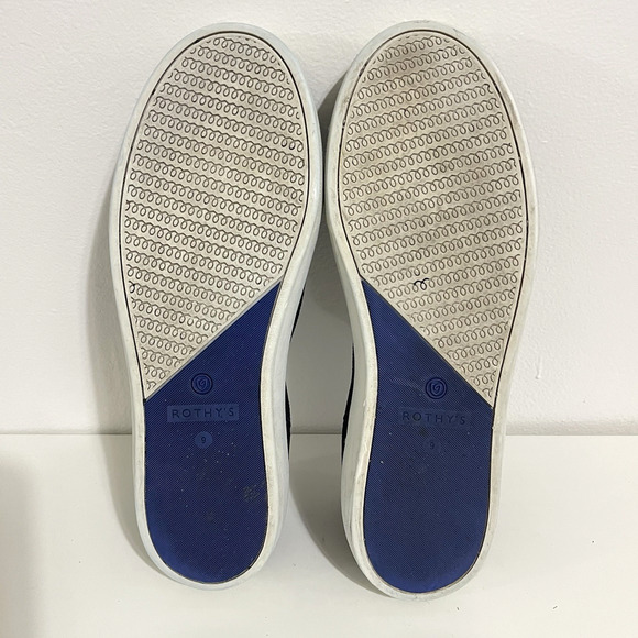 Rothy's The Original Slip On Sneaker Size 9 Black Blue Ankle Stripe Washable - Picture 14 of 16